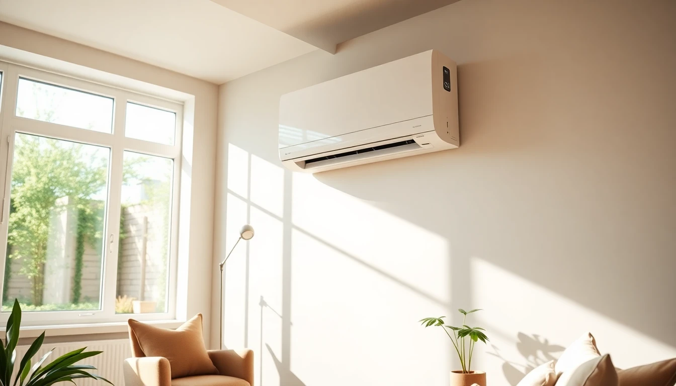 Split-unit airco in een zonnige Nederlandse woonkamer